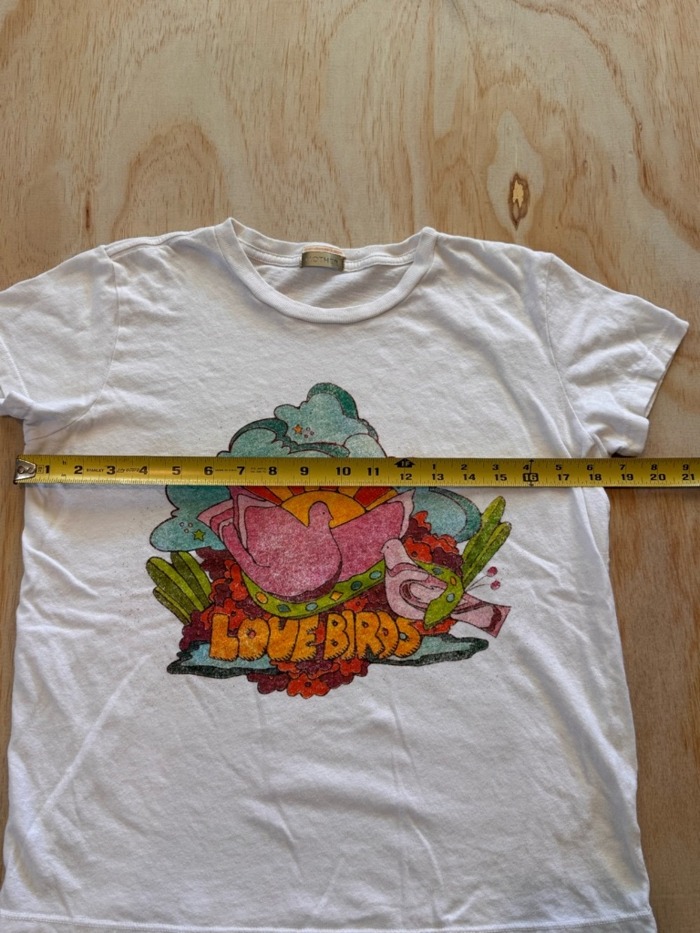 MOTHER The Boxy Goodie Goodie "Love Birds" Graphic Tee Off White Sz Small/XS - Picture 2 of 8